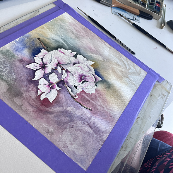 Fleurs aquarelle hortensia 46